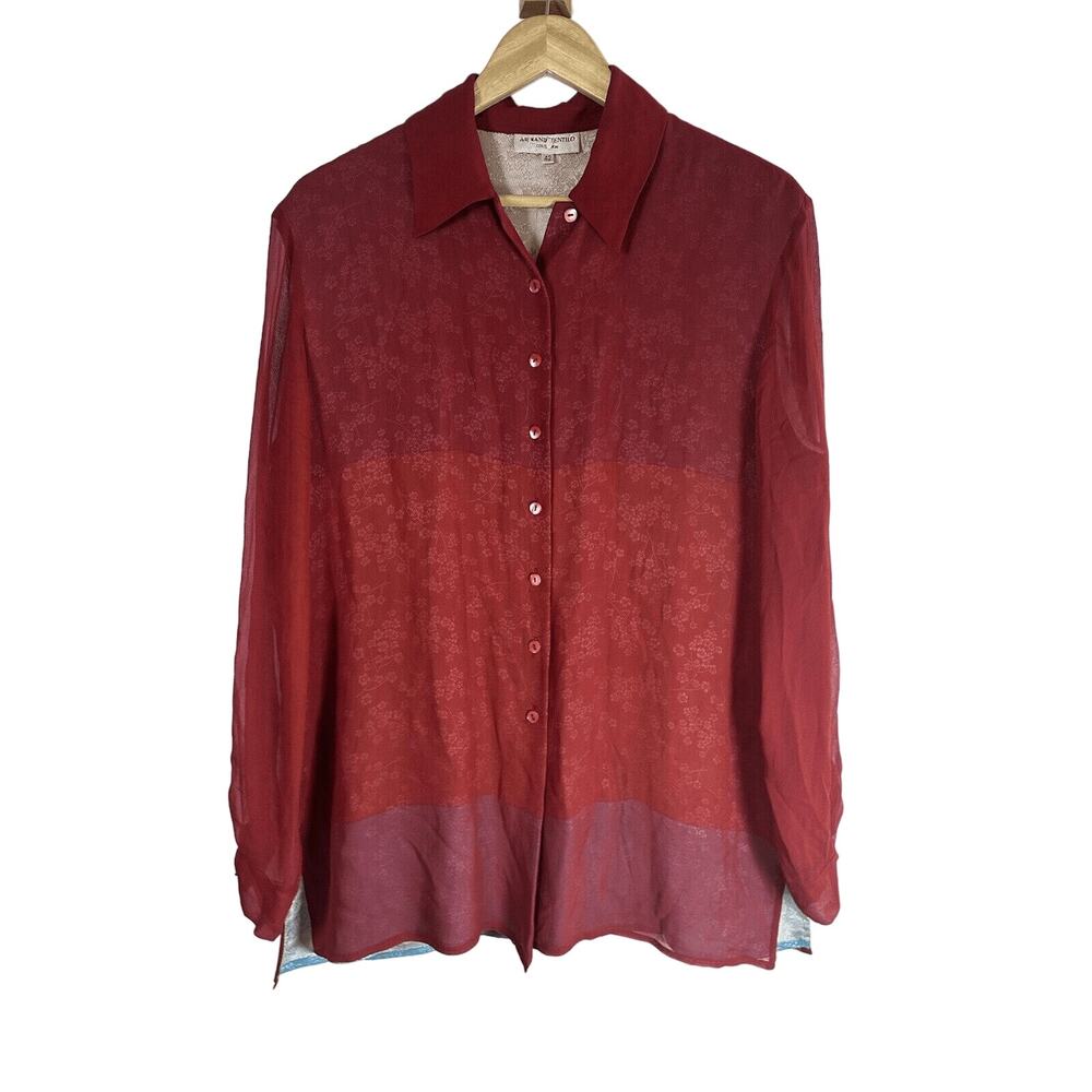 Armand Ventilo Red Silk Floral Underlay button up Woman's EU 42 US 10‎ GUC
